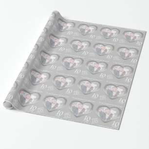Personalised tin 10th wedding anniversary photo wrapping paper