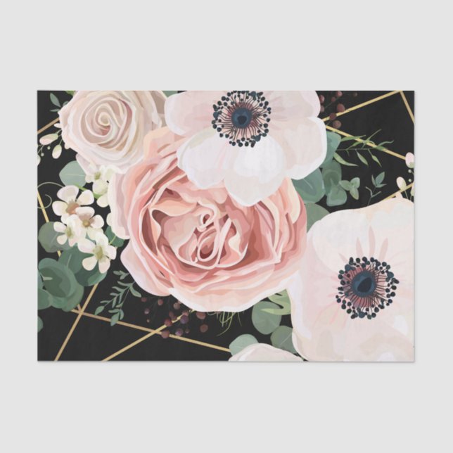 Personalised Tissue Paper Geometric Garden Black (Front)