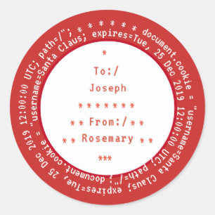 Personalised To and From Browser Cookies for Santa Classic Round Sticker