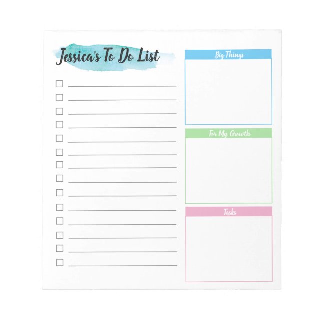 Personalised To do list - Break down boxes Notepad (Front)