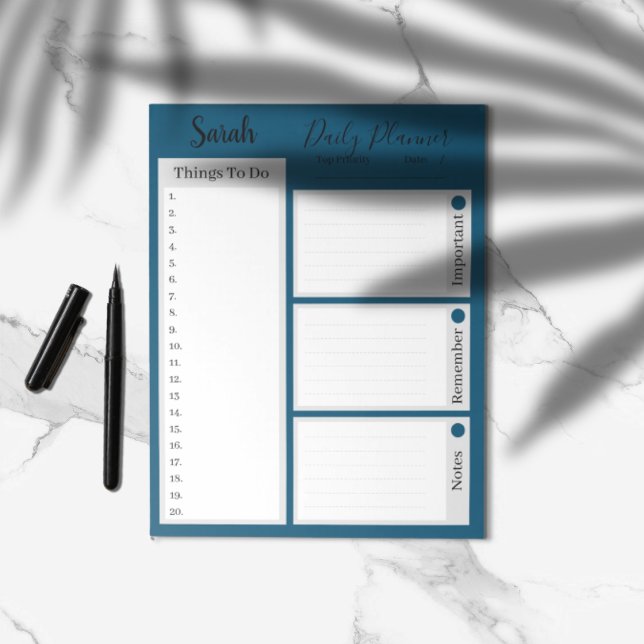 Personalised to do list Daily planner ocean blue Notepad (Creator Uploaded)