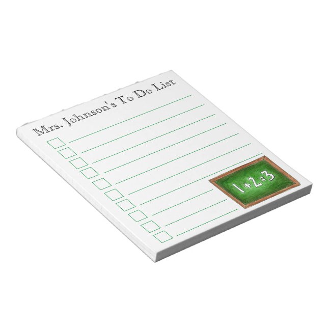 Personalised To Do List Green Chalkboard Slate Notepad (Angled)
