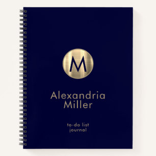 Personalised To-Do List Journal Navy Gold