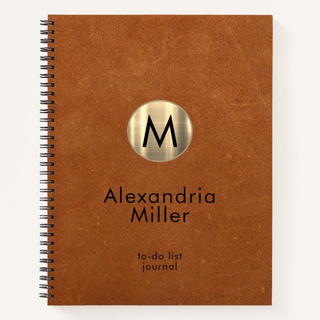 Personalised To-Do List Journal Sable Leather (Front)