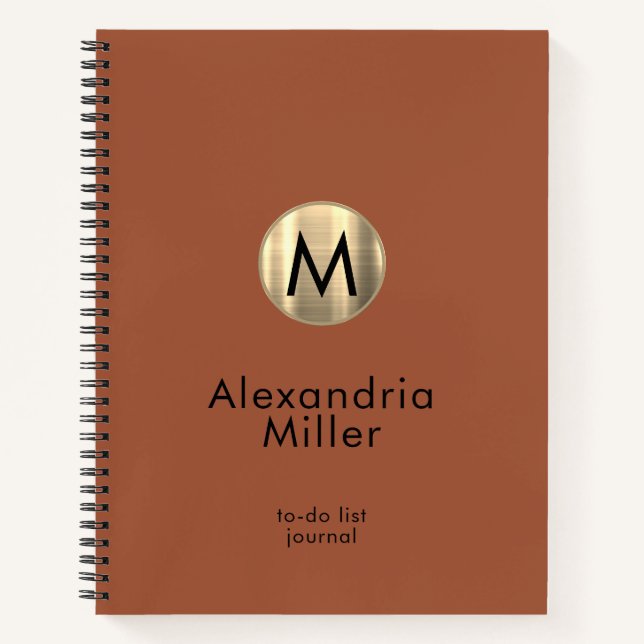 Personalised To-Do List Journal Terracotta (Front)