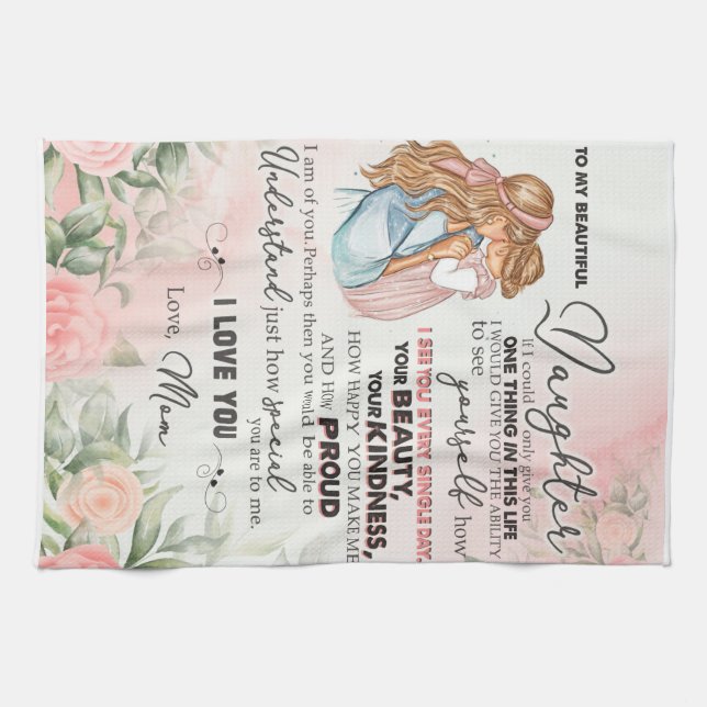 Personalised To My Beautiful Daughter Blanket Tea Towel (Horizontal)