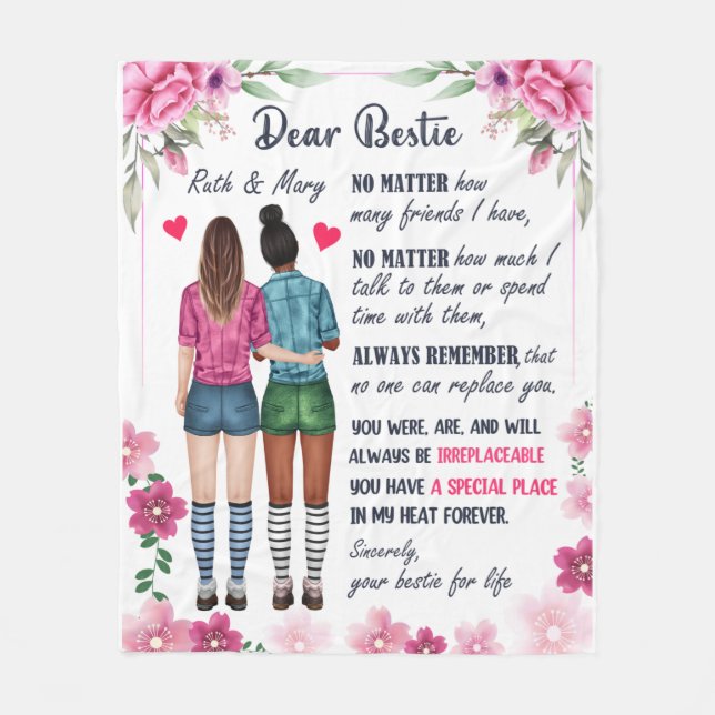 Personalised To My Best Friend Thank You For All|  Fleece Blanket (Front)