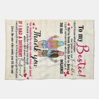 Personalised To My Bestie For Best Friends Gift Tea Towel