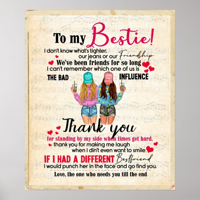 Personalised To My Bestie, Friends Gift For BFF Poster (Front)