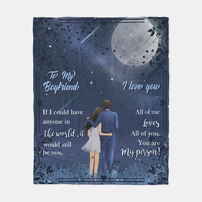 Personalised To My Boyfriend Couple Valentine Gift Fleece Blanket (Front)