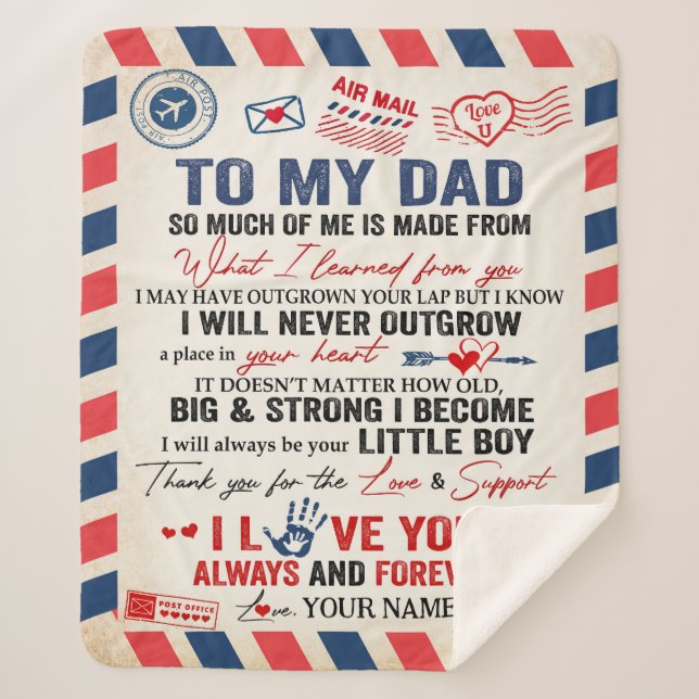 Personalised To My Dad Blanket From Son Air Mail  (Front)