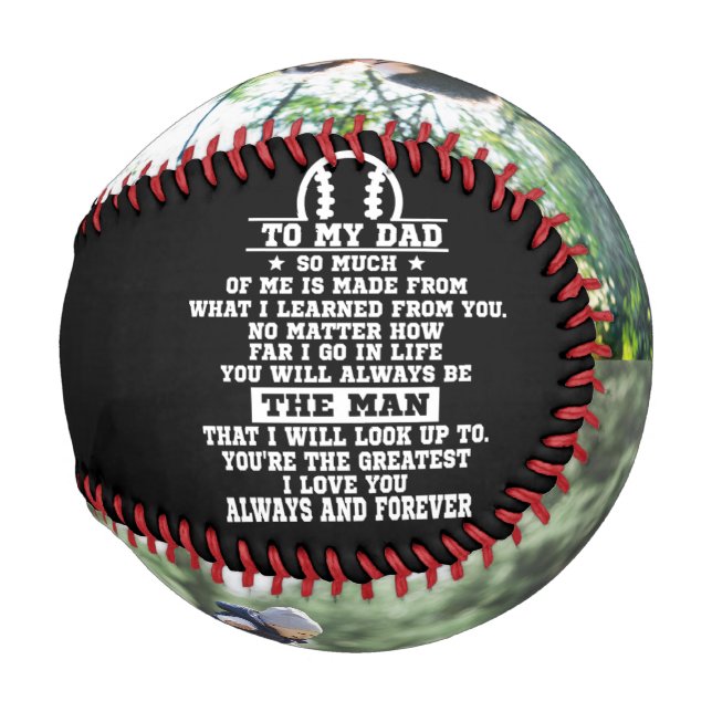  Personalised To My Dad Custom 2 Photo Collage Baseball (Back Left)