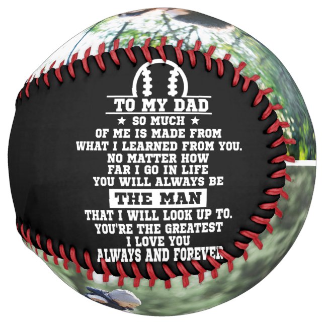  Personalised To My Dad Custom 2 Photo Collage Softball (Back Left)
