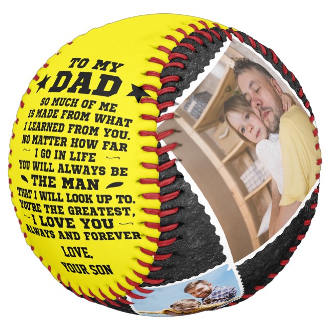 Personalised To My Dad Custom 4 Photo Collage Softball (Angled)