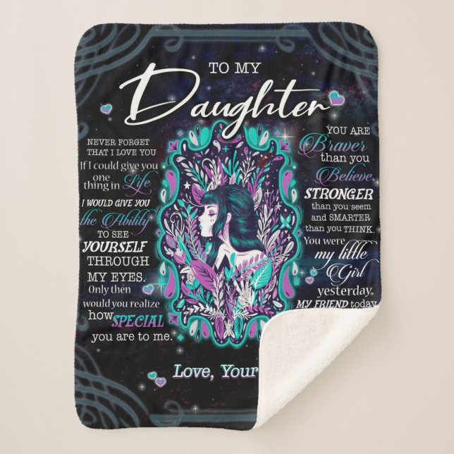 Personalised To My Daughter Blanket, Sherpa Blanket (Front)