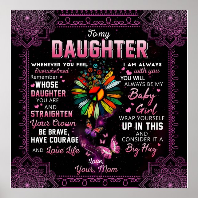 Personalised To My Daughter Butterfly Blanket, Poster (Front)