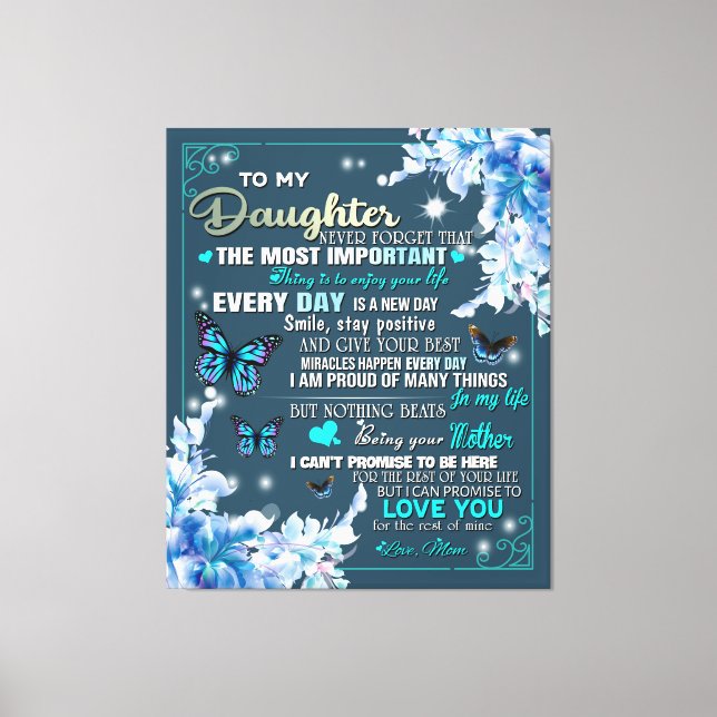 Personalised To My Daughter From Mum Butterfly Canvas Print (Front)