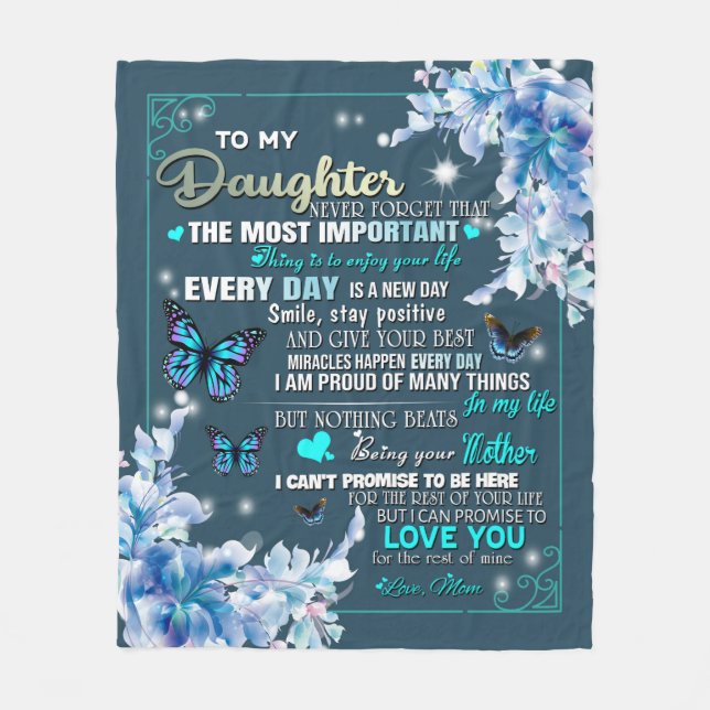 Personalised To My Daughter From Mum Butterfly Fleece Blanket (Front)