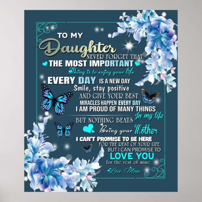 Personalised To My Daughter From Mum Butterfly Poster (Front)