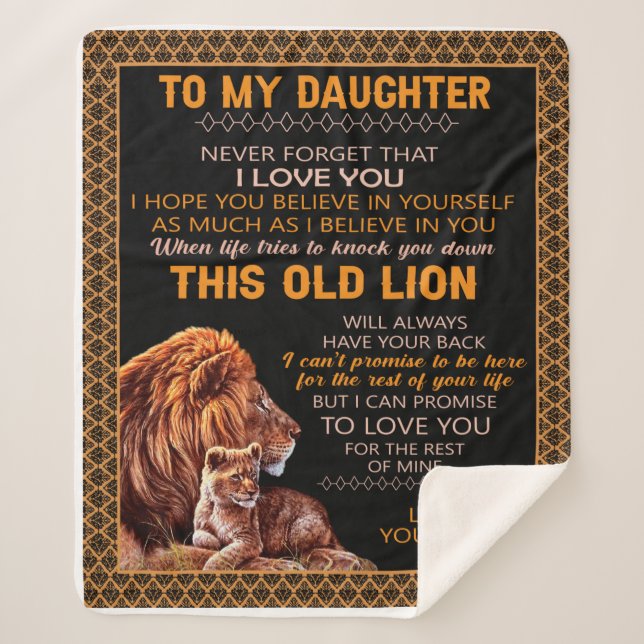 Personalised To My Daughter Lion Blanket (Front)