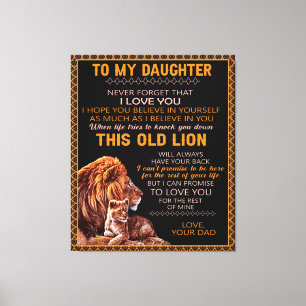 Personalised To My Daughter Lion Canvas Print