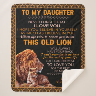 Personalised To My Daughter Lion Sherpa Blanket