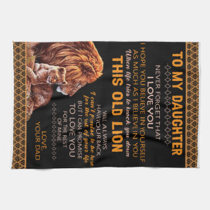 Personalised To My Daughter Lion Tea Towel