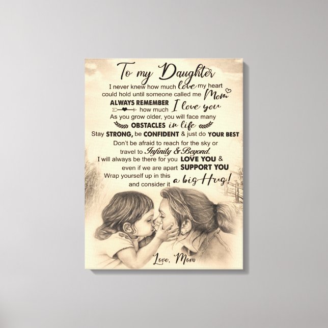 Personalised To My Daughter, Love From Mum Blanket Canvas Print (Front)
