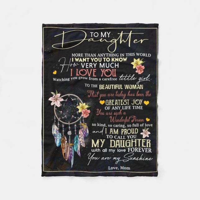 Personalised To My Daughter, Love From Mum Dreamme Fleece Blanket (Front)