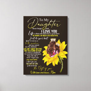 Personalised To My Daughter Love From Mum Sunflowe Canvas Print