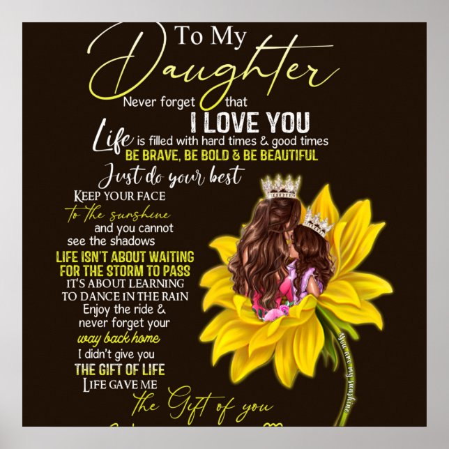 Personalised To My Daughter Love From Mum Sunflowe Poster (Front)
