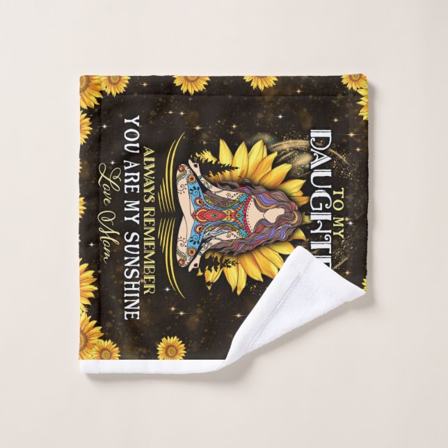 Personalised To My Daughter Love From Mum Sunflowe Wash Cloth (Wash Cloth)