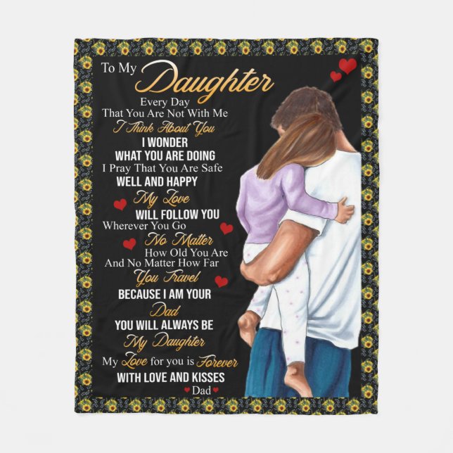 Personalised To My Daughter , Love Letter From Dad Fleece Blanket (Front)