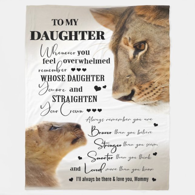 Personalised To My Daughter Straighten Your Crown  Fleece Blanket (Front)