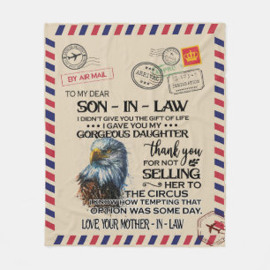 Personalised To My Dear Son-In-Law Letter From Mum Fleece Blanket