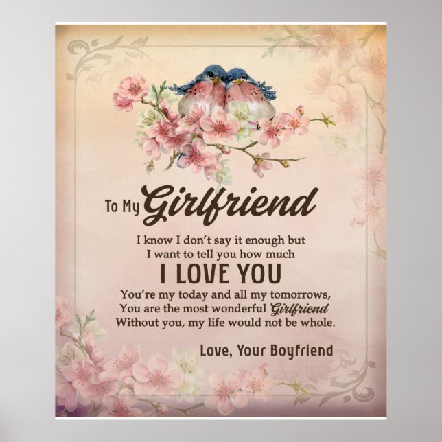 Personalised To My Girlfriend Blanket Poster (Front)