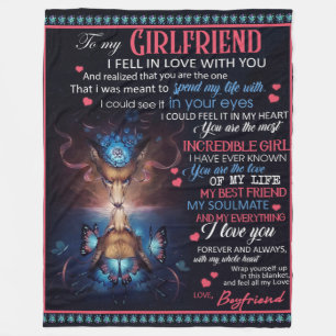 Personalised To My Girlfriend Wolf Blanket, Fleece Blanket
