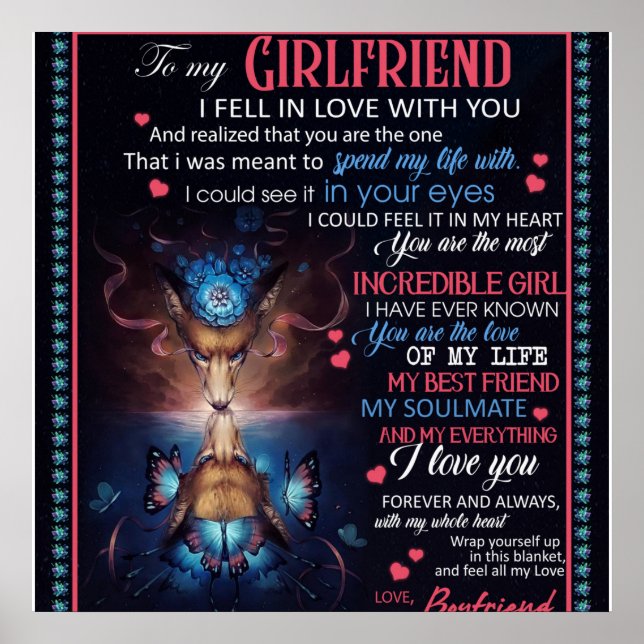 Personalised To My Girlfriend Wolf Blanket, Poster (Front)