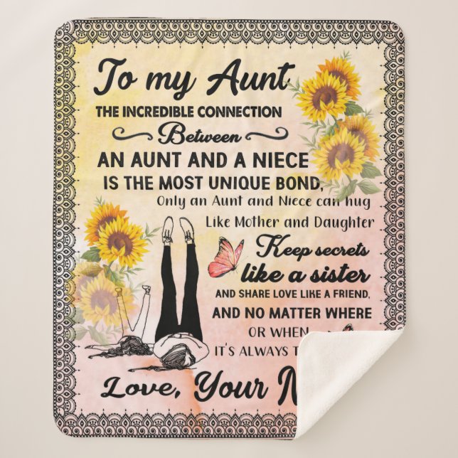 Personalised To My Gorgeous Aunt Sunflower Blanket (Front)