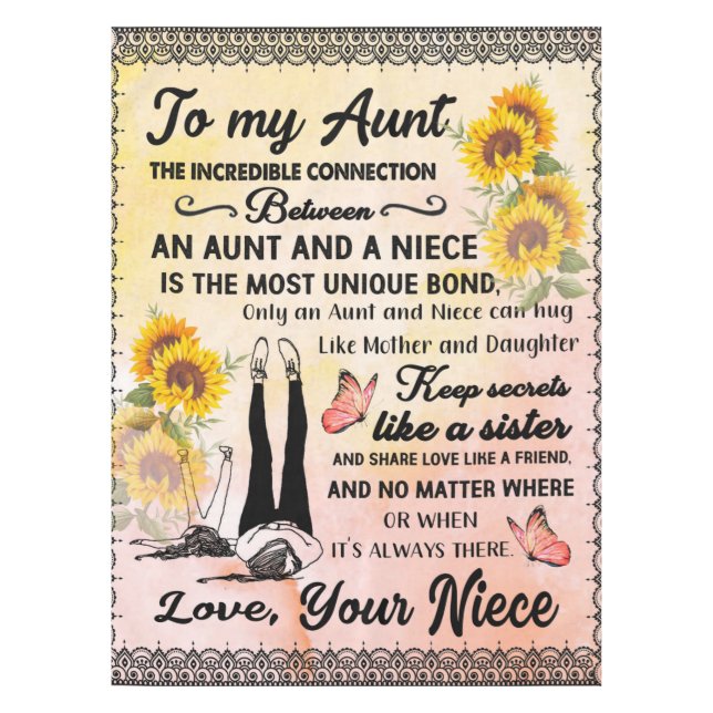 Personalised To My Gorgeous Aunt Sunflower Blanket Tablecloth (Front)