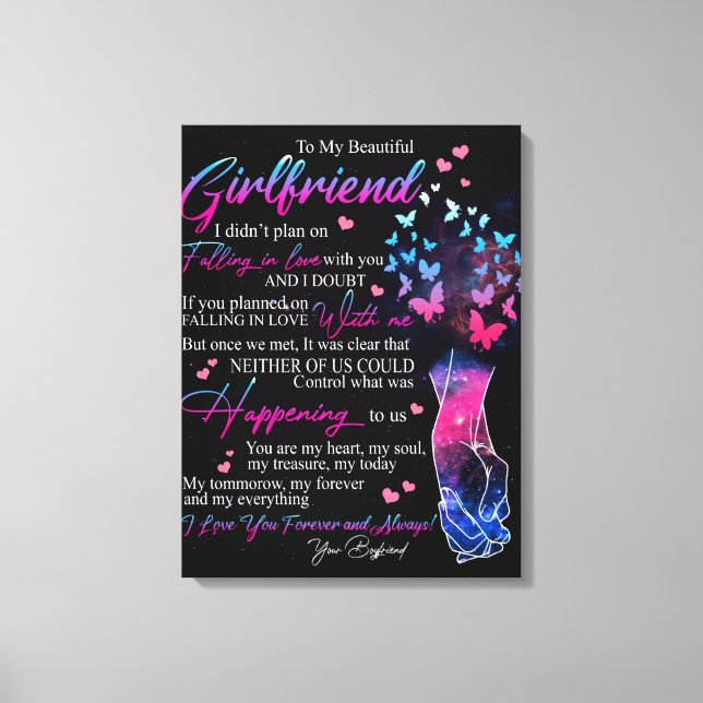 Personalised To My Gorgeous Girlfriend From Boyfri Canvas Print (Front)