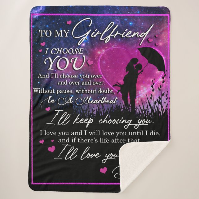 Personalised To My Gorgeous Girlfriend From Boyfri Sherpa Blanket (Front)