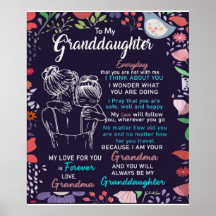 Personalised To My Granddaughter Blanket Poster