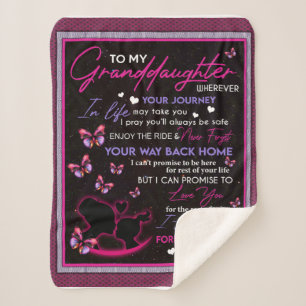 Personalised To My Granddaughter Butterfly Fleece Sherpa Blanket