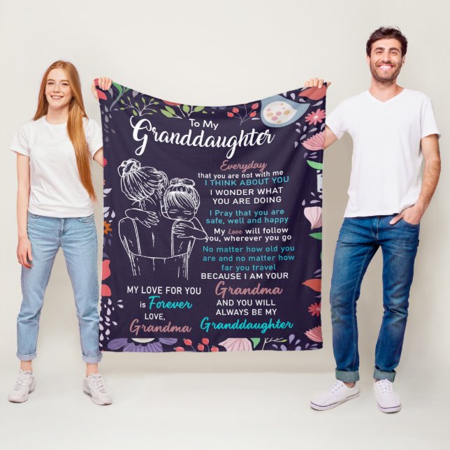 Personalised To My Granddaughter From Grandma Fleece Blanket (In Situ)