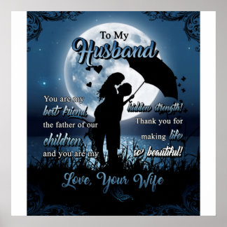 Personalised To My Husband, Couple Under Moon Poster