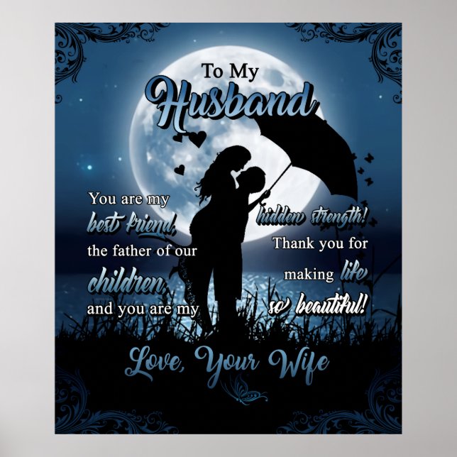 Personalised To My Husband Couple Under Moon Poster (Front)