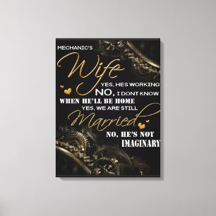 Personalised To My Mechanic's Wife, Married Blanke Canvas Print