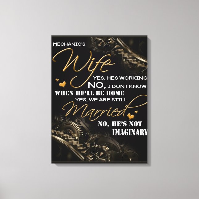 Personalised To My Mechanic's Wife, Married Blanke Canvas Print (Front)