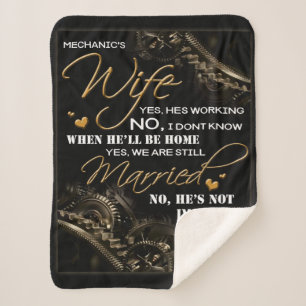 Personalised To My Mechanic's Wife, Married Blanke Sherpa Blanket